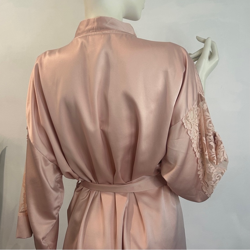 In Bloom by Jonquil Satin & Lace Shorty Robe - Picture 8 of 13